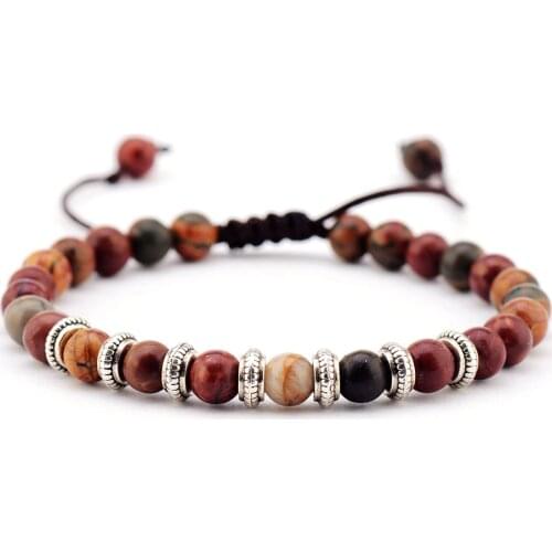 Men Bracelet 6MM Picasso with Antique Charm Bracelets Wholesale Handmade Mens Bracelet Bead Men Jewelry
