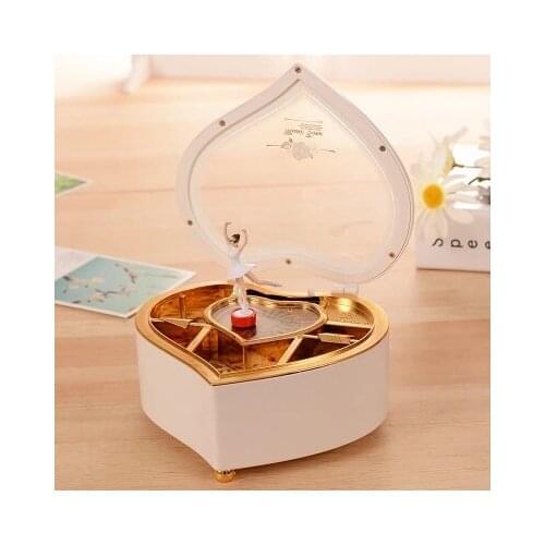 Heart Shape Dancing Ballerina Music Box PLastic Jewellery Box Girls Carousel Hand Crank Music Box Mechanism Gift