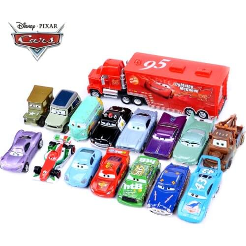 Disney Pixar Cars 2 3 Toy Car Set Lightning McQueen Mack Uncle Truck Rescue Collection 1:55 Diecast Model Car Toy Children Gift