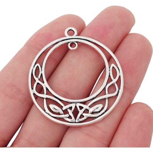 10 x Tibetan Silver Celtics Knot Dangle Connector Round Circle Necklace Charms Pendants for Jewelry Making Findings 44x40mm