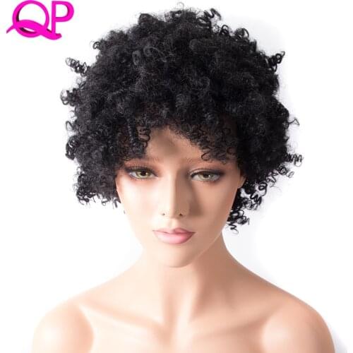 QP hair Synthetic Wigs Kinky Afro Short 6 Inch 110g African American Wigs Made By Japanese Firber