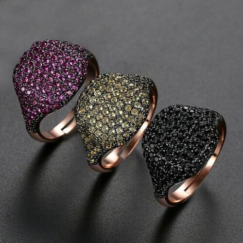 Adjustable Boho Female Big Crystal Zircon Stone Ring Luxury Fashion Party Evening Elegant Ring Vintage Wedding Rings For Women