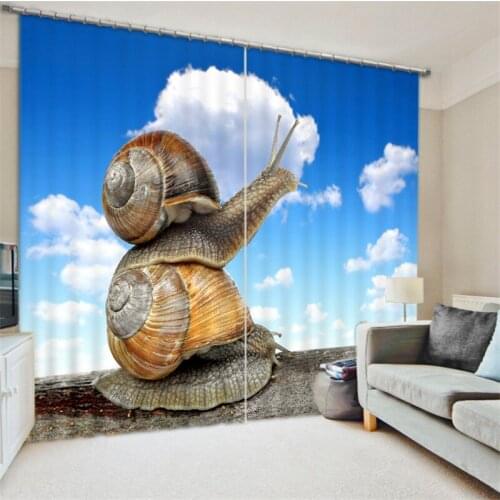 Kitchen Curtains Luxury Blackout 3D Window Curtains For Living Room kids Bedroom Customized size Cortinas Drapes Rideaux Snail