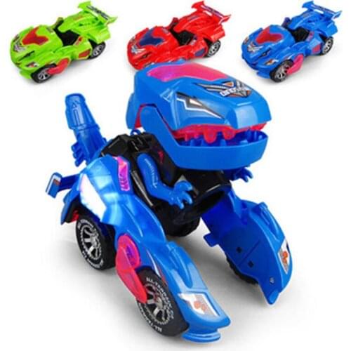 Transforming Dinosaur Toy LED Car Light Electric Sound Auto-deformed Dino Racer Electric Dino Vehicle Magic Car Toys