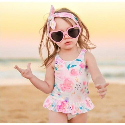 Princess Skirt Swimsuit for A Girl White Watercolor Flowers Pool Wear Baby Cute Swimwear 1-6T Girls Student Hot Spring Swim Suit