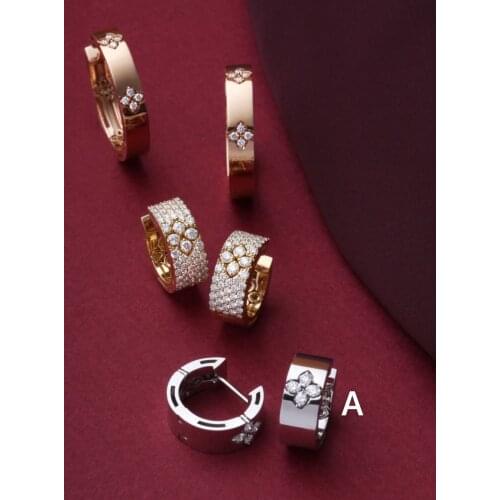 Janeklly Black Grey Small Chain Hoop Earrings with High Quality Zircon for Women Garconne Jewelry