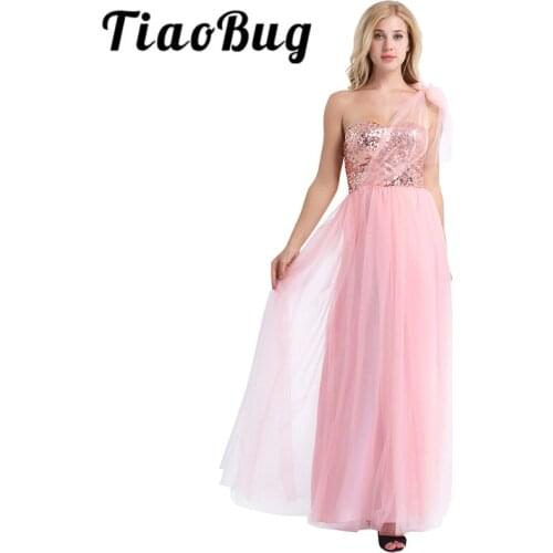 Pearl Pink Women Ladies Strapless Shiny Sequins Mesh Bridesmaid Dress Prom Gown Full Length Backless Long Wedding Party Dresses