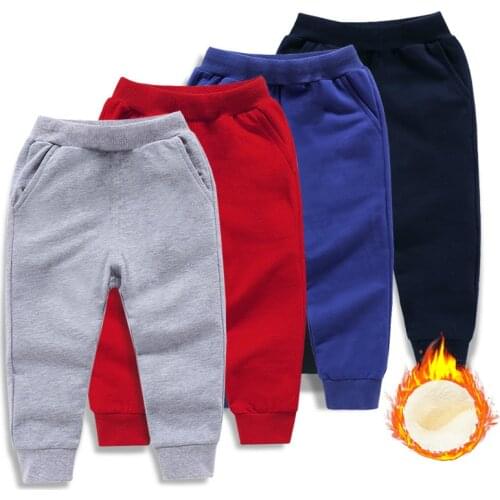 Winter Boys Sport Fleece Warm Pants For 2-10 Yeas Solid Boys Girls Casual Sport Pants Jogging Enfant Kids Children Trousers