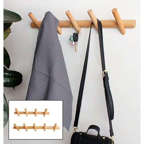 1Pc Creative Beech Wall Mounted Coat Hook Rail Kitchen Living Room Bathroom Sundries Hanger