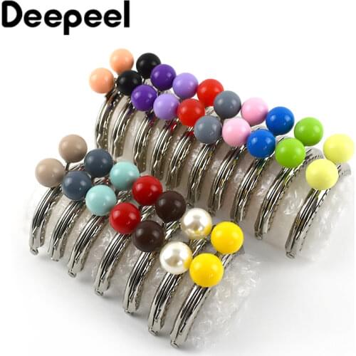 10pcs Deepeel 8.5cm Silver Bag Handles Sewing Brackets 20mm Color Bead for Purse Frame Kiss Clasp DIY Handmade Handbag Accessory