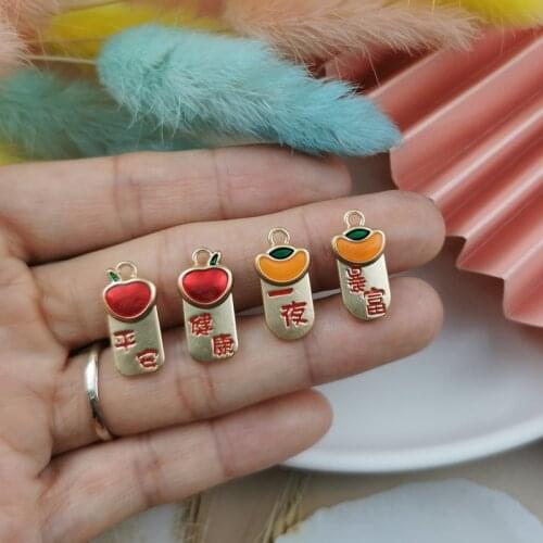 10pcs Double Side Wishes Tag Alloy Enamel Metal Charms Pendants Kawaii Earrings Dangle DIY Jewelry Accessories Phone Decor