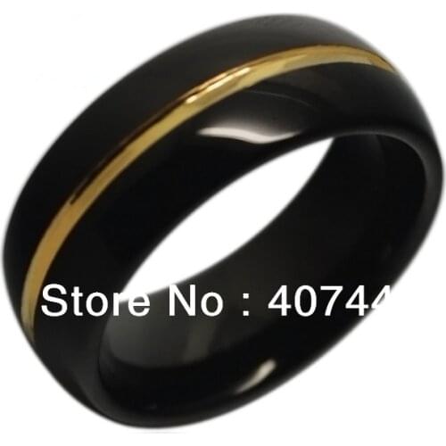 10pcs/Lot Wholesales Free Shipping USA Hot Selling 8MM Mens Black&new Gold Two Tones Tungsten Ring Wedding Band US Sizes 7-13