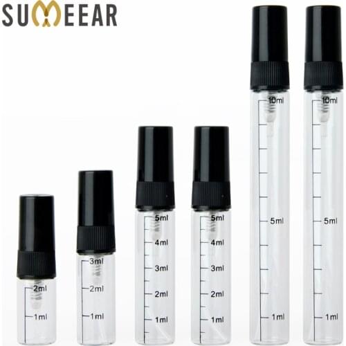 100 Pcs/Lot 2ml 3ml 5ml 10ml Scale Glass Bottle Empty Perfume Bottles Spray Atomizer Portable Travel Cosmetic Container