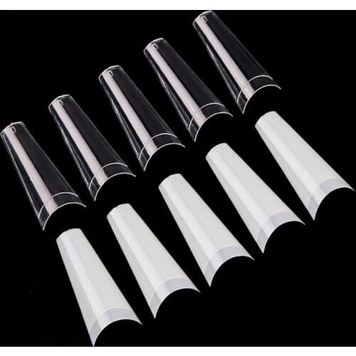 100pcs Professional French Unique Curve Fake Nails Half Cover Nails Clear/natural Flat Shape Nails False Nails Manicure Acrylic