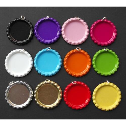 1100 Pcs White Two-side Colourful Flattened Bottle Caps With Holes and Split Rings for Jewelry Pendant Necklace Accessories
