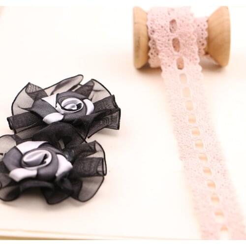 2YARD 1.8CM Light pink double sided cotton silk thread collar necklaces decorated with lace accessories