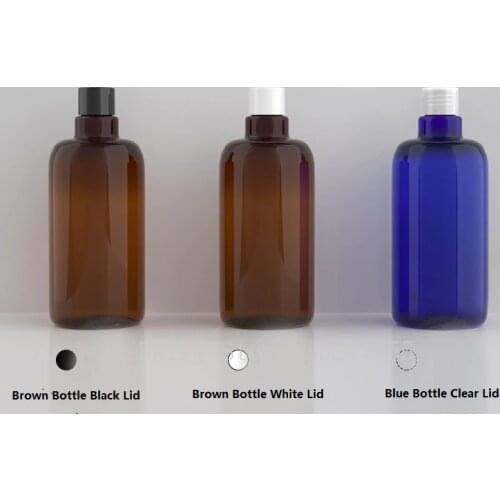 500ml 20pcs/lot PET Empty Cosmetic Refillable Blue/Brown Lotion Bottle,DIY Portable Black/White/Clear Lid Makeup Liquid Package