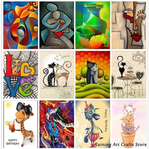 5D Diy Diamond Painting Cartoon Animal Full Round Square Drill Embroidery Abstract Art Mosaic Pictures Handmade Home Decoration
