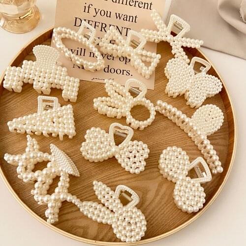 Hyperbole Big Pearls Acrylic Hair Claw Clips Big Size Makeup Hair Styling Barrettes for Women Hair Accessories 2021 New