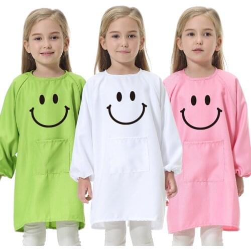 Childrens Kitchen Cooking Baking Painting Clothes Polyester Kid Anti-Wear Smock Baby Eating Aprons Print LOGO