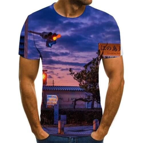 Summer landscape pattern Japanese Short Sleeve 3D T-shirt half sleeve 3D printed T-Shirt Top Mens casual T-shirt Asian size 6xl