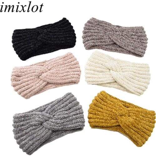 Imixlot New Bohemia Knitted Weaving Cross Headband Women Fashion Elastic Warmer Head Ear Wrap Elegant Hair Band Accessories