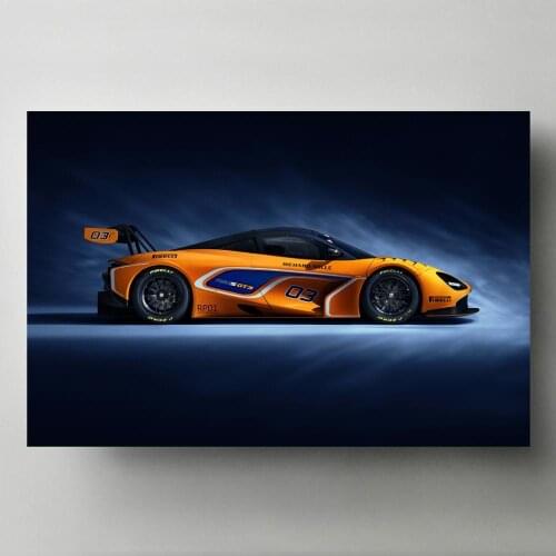 Sportscar Canvas Painting Mclaren 720s GT3 Side View Wall Art Posters and Prints For Living Room Decor