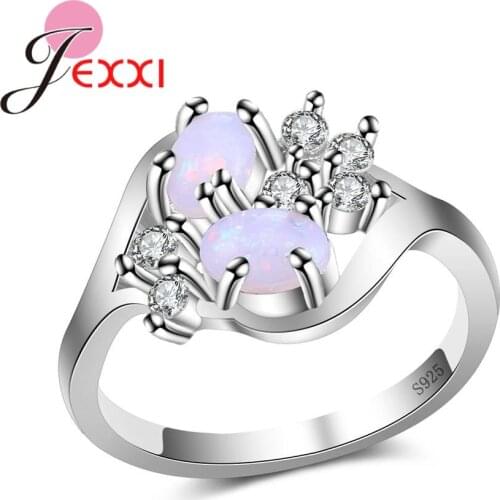 Exquisite Wedding Gifts 925 Sterling Silver White Fire Opal White Crystal Trendy Rings Bague Jewelry For Women Anniversary