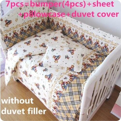 6/7PCS baby bedding set baby crib bedding sets cartoon baby nursery bedding Cot Kids Bumpers protetor de berço 120*60/120*70cm