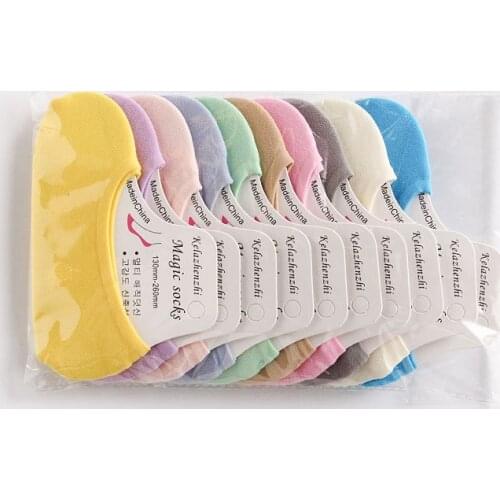 2020 Summer Women Candy Color Cute Socks Cotton Short Boat Socks High Elastic Velvet Ankle Funny Sock Slippers Woman 10Pairs/lot