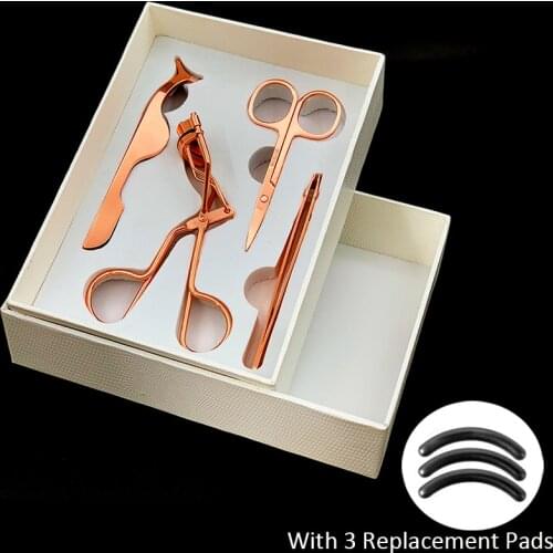 Mikiwi 4Pcs High Quality Eyelash Curler Set Clip Eyebrow pliers Scissors Lady Lash Curl Cosmetic Beauty Professional Tool Set