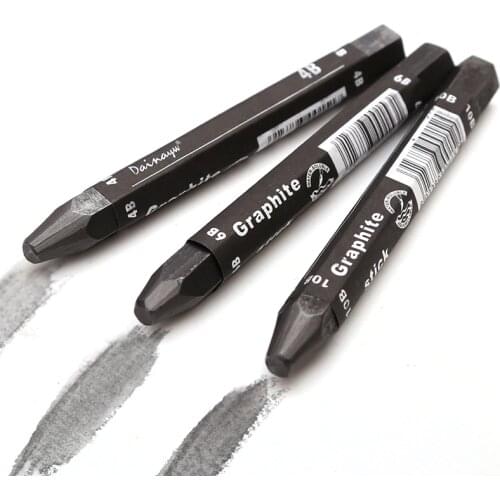 Graphite Stick Set - Water Soluble - 4B 6B 10B, Art Drawing Supplies for Sketch & Shading Pencils, Artist Sketching - 3 Pcs