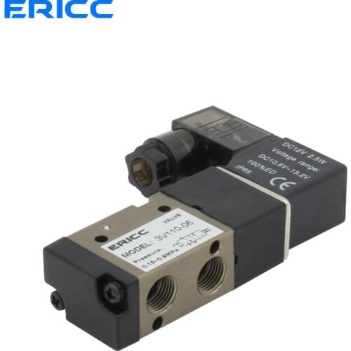 3V110-06 12V 1/8" ERICC Solenoid Valve 3 Way Pneumatic Air Solenoid Control Valve Alumium Body