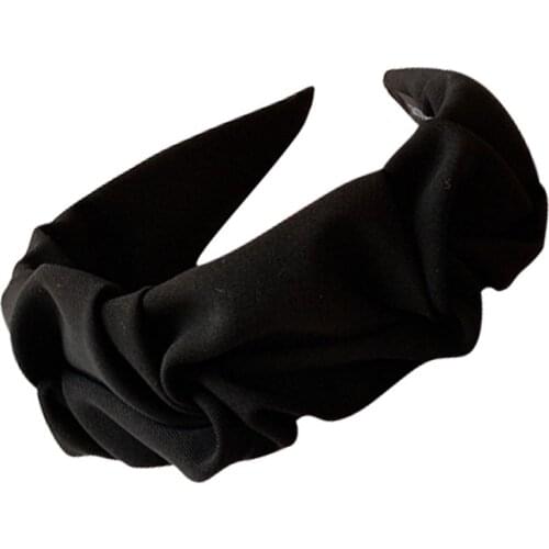 Trendy Hair Band Wide Side Solid Color Folds Pattern Hair Hoop Headbands Pleated Hairband Fashion Hair Accessories For Women