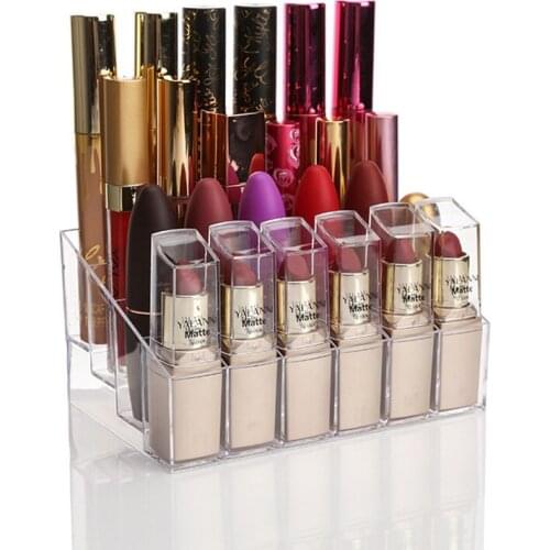 24Grid Transparent Lipstick Clear Acrylic Display Stand Cosmetic Storage Box Makeup Organizer Storrage Casex