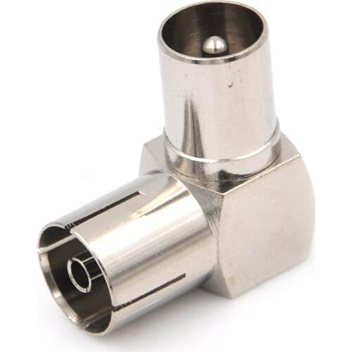 90 Degree Right Angled TV Aerial Cable Connector RF Coaxial F Female to TV Male Plug to Female Socket