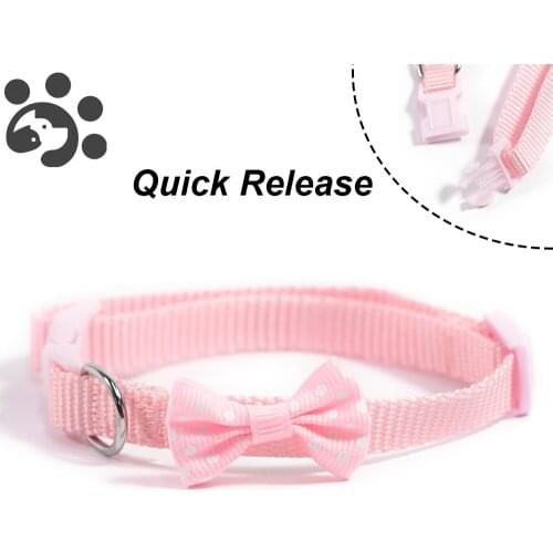 Adjustable Cat Collar for Small Dogs Necklace Pink Quick Release Nylon Collars Puppy Kitten Breakaway Bowknot Pet Collar MP0044