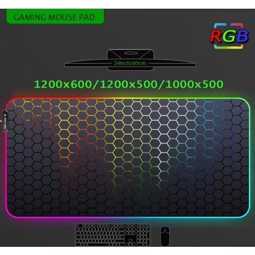 Rgb Mouse Pad Xxl Honeycomb Personalized Slipmat Desk Accessories Mousepad Gamer Play Mat Large Gaming Computer Led Lights 1000