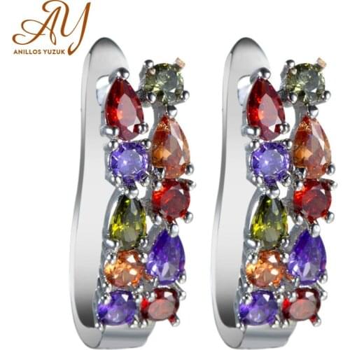 Anillos Yuzuk Luxury Colorful Band Real Pure Silver Color Jewelry AAA Cubic Zirconia Crystal Earrings Fashion Women Favourites