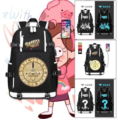 Gravity Falls Laptop Backpack USB Charging Computer Backpacks Casual Large Capacity School Bag Travel Backpack Teenager Mochilas