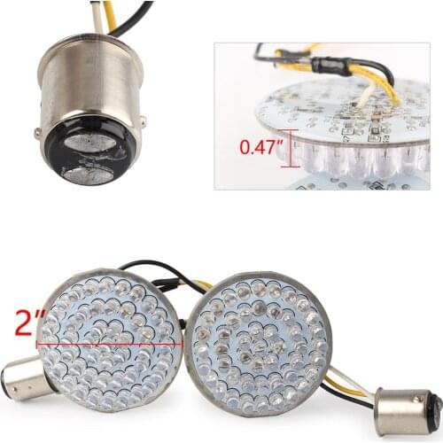 2" 1157 LED Red Amber Motorcycle Stop Brake Lamp Turn Signal Inserts Bullet Lights for Harley Dyna Touring Softail Sportster