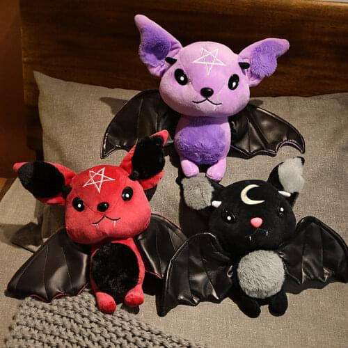 Dark Series Plush Bat Toy Pentacle Moon Bat Doll Stuffed Gothic Rock Style Bag Halloween Plush Kids Toy Home Decor