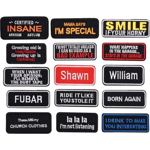 Iron on Letters Label Patches for Clothing Colorful Words Tactical Badges Motto Embroidery Appliques Caps Bags Thermo DIY Decals