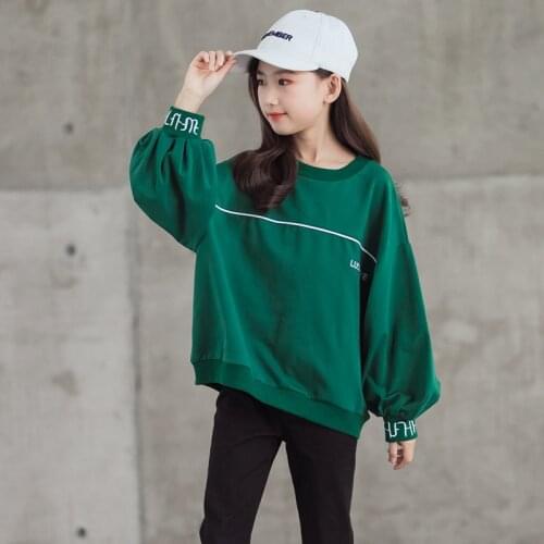 10 12 years Girls Autumn Sweatshirt Big Girl Clothes Fashion Loose Style Long Sleeve Teenage Girls Tops 13 14 15 years