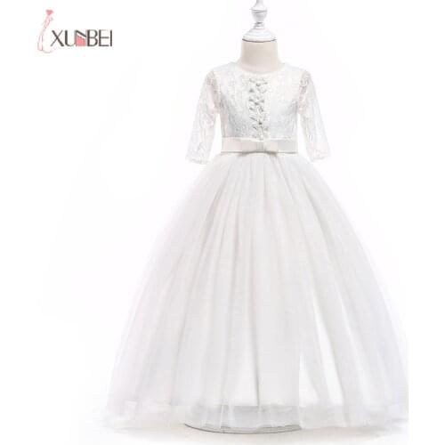 Floor Length Tulle Flower Girl Dress 2020 Lace Girls Princess Dress Prom Evening Wedding Party Cocktail Dresses Party Ball Gown