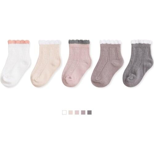 Spring thin girls socks baby childrens cotton tube lace Luo Kou socks kids socks