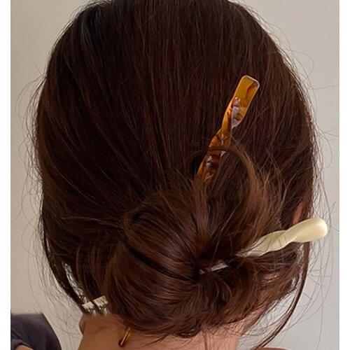 Vintage Hair Sticks Acetate Leopard Print Chopsticks Hairpin Female Bun Holder Chingnon Pin Hair Jewelry Style Accessory