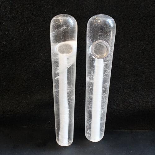 Natural white clear quartz crystal smoking pipes massage stick rieki healing natural stones and minerals 1pcs