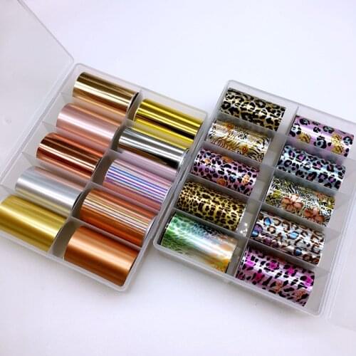 1Box Holographic Nail Art Foil Sticker Metallic Nail Transfer Decal Starry Manicure Transfer Tips Nail Art DIY Decoration Kit