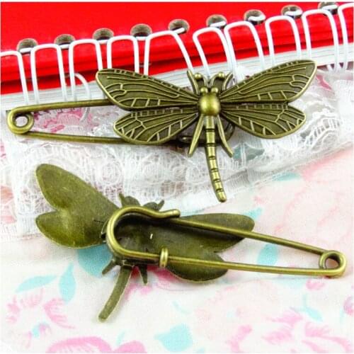 10PCS 69*33MM Antique Bronze Plated Dragonfly Brooch Pins DIY Brooch Charms Diy Jewelry Accessories